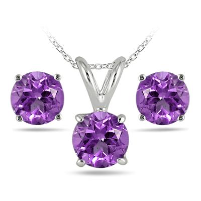 2.50 Carat All Natural Amethyst Stud Jewelry Set in .925 Sterling Silver