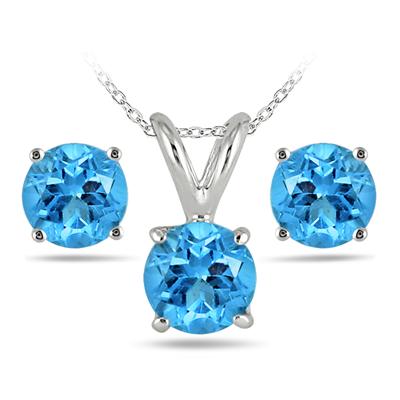 2.50 Carat All Natural Blue Topaz Stud Jewelry Set in .925 Sterling Silver