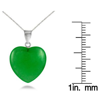 15mm All Natural Jade Heart Pendant and Earring Set in .925 Sterling Silver