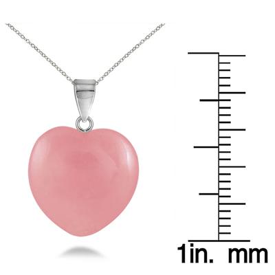 15mm All Natural Pink Jade Heart Pendant and Earring Set in .925 Sterling Silver