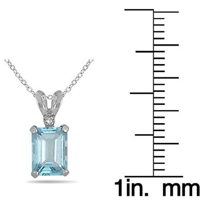 3.00 Carat Emerald Cut Aquamarine and Diamond Earrings and Pendant Set in .925 Sterling Silver 