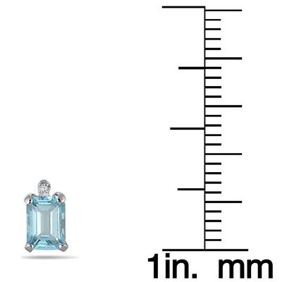 3.00 Carat Emerald Cut Aquamarine and Diamond Earrings and Pendant Set in .925 Sterling Silver 