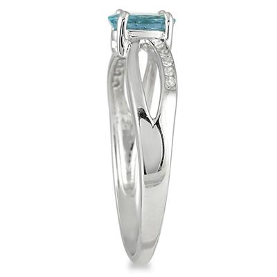 Aquamarine and Diamond Split ing in 10K White Gold