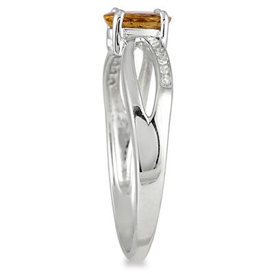 Citrine and Diamond Split Ring in 10K White Gold