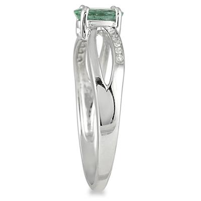 Green Amethyst and Diamnd Split Ring in 10k White Gold