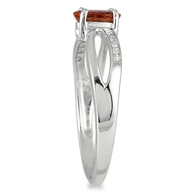 Garnet and Diamond Split Ring in 10K White Gold