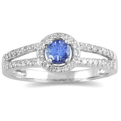 1/4 Carat TW Diamond and Tanzanite Ring in 10K White Gold