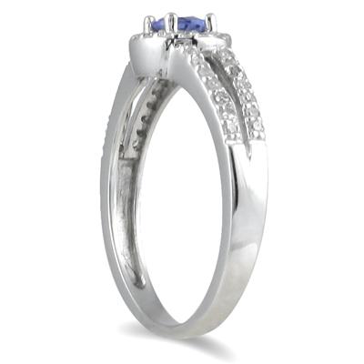 1/4 Carat TW Diamond and Tanzanite Ring in 10K White Gold