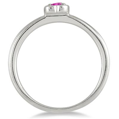 Pink Sapphire Heart Ring in .925 Sterling Silver