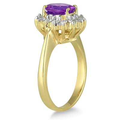 Morning Glory Oval Amethyst & Diamond Ring