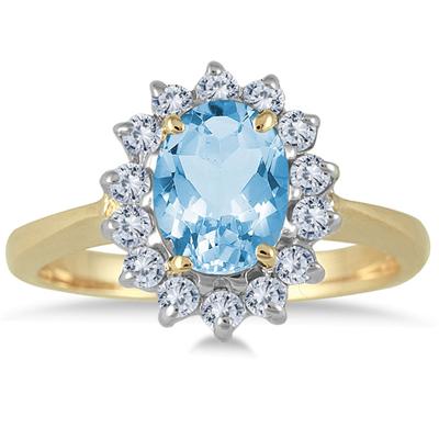 Morning Glory Oval Blue-Topaz & Diamond Ring