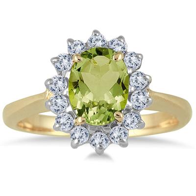 Morning Glory Oval Peridot & Diamond Ring