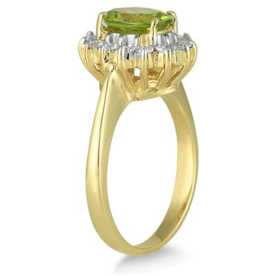 Morning Glory Oval Peridot & Diamond Ring