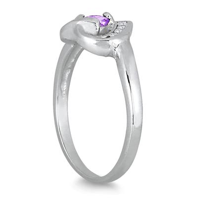 1/3 Carat Amethyst and Diamond Heart Ring in 14K White Gold