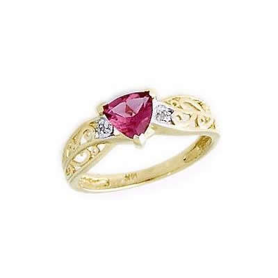 Pink Tourmaline and Diamond Engraved Ring