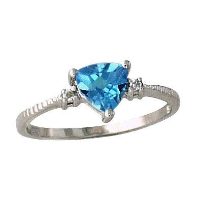 Blue Topaz and Diamond Ring 14k White Gold