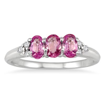 14kt. Pink Sapphire & Diamond Ring White Gold