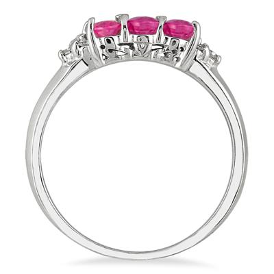 14kt. Pink Sapphire & Diamond Ring White Gold