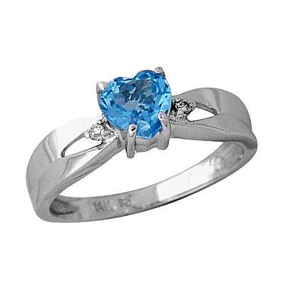 Blue Topaz and Diamond Ring in 14kt White Gold