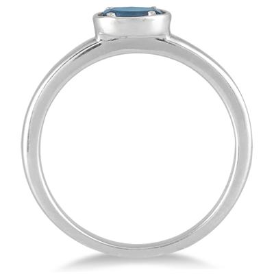 5x3MM Oval Aquamarine Ring in .925 Sterling Silver
