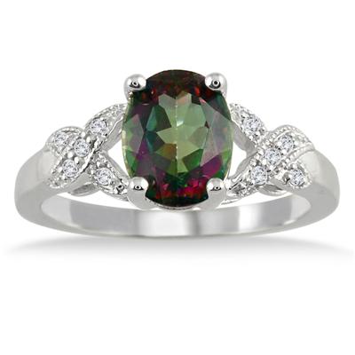 2.50 Carat Mystic Topaz and Diamond Ring in .925 Sterling Silver
