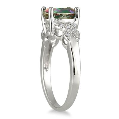 2.50 Carat Mystic Topaz and Diamond Ring in .925 Sterling Silver