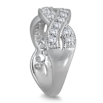 1.50 Carat White Topaz Twist Ring in .925 Sterling Silver