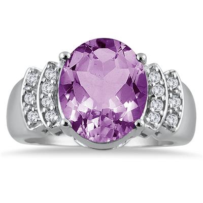 4.50 Carat Oval Amethyst and White Topaz Ring in .925 Sterling Silver 