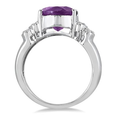4.50 Carat Oval Amethyst and White Topaz Ring in .925 Sterling Silver 