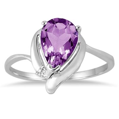 1.40 Carat Amethyst and Diamond Ring in .925 Sterling Silver 