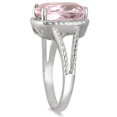 4.95 Carat Cushion Cut Amethyst Ring in .925 Sterling Silver 