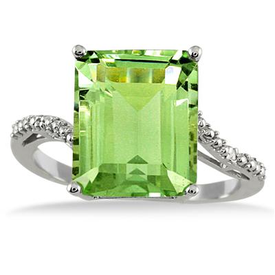 10k White Gold Diamond and Peridot Regal Ring
