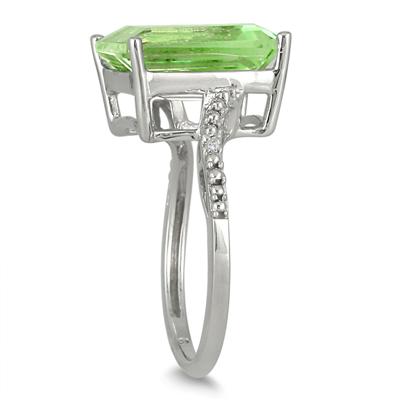 10k White Gold Diamond and Peridot Regal Ring