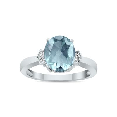 Aquamarine and Diamond Ring in 10K White Gold