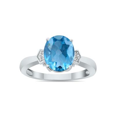 Blue Topaz and Diamond Ring in 10k White Gold