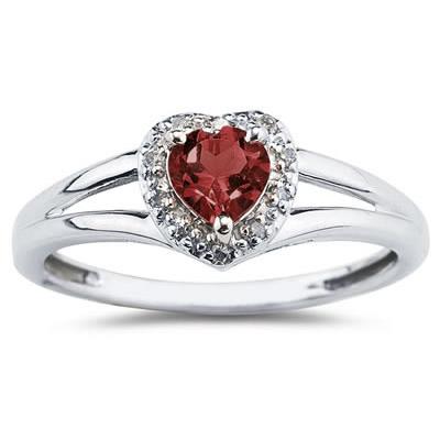 Heart Shaped Garnet and Diamond Ring