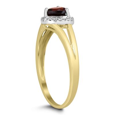 Heart Shaped Garnet and Diamond Ring