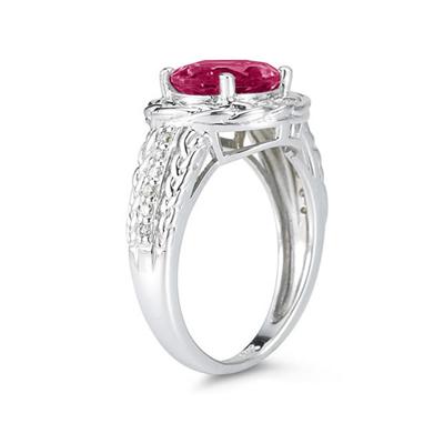 2.33 Carat Oval Shape Pink Topaz and Diamond Ring in 10kt White Gold  