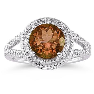 Citrine and Diamond Ring in 10K White Gold