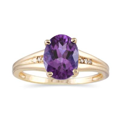 1.20ct Oval Cut Amethyst  & Diamond Ring in Yellow Gold