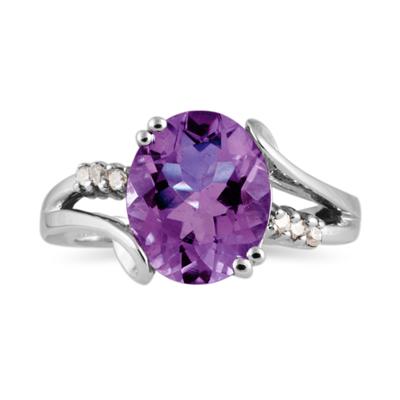 3ctw. Oval Cut Amethyst & Diamond Ring in White Gold