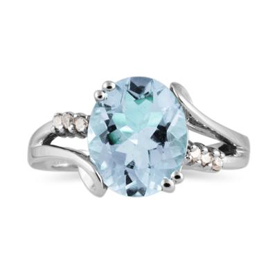 3ctw. Oval Cut Aquamarine & Diamond Ring in White Gold