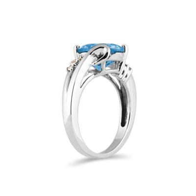 3ctw. Oval Cut Blue Topaz & Diamond Ring in White Gold