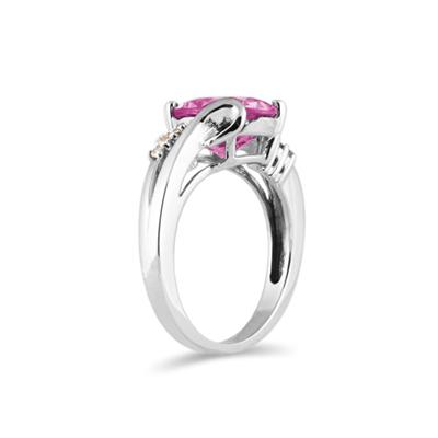 3ctw. Oval Cut Pink Topaz & Diamond Ring in White Gold