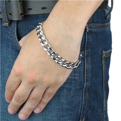 Stainless Steel Mens Curb Chain Bracelet 8.5 Inch