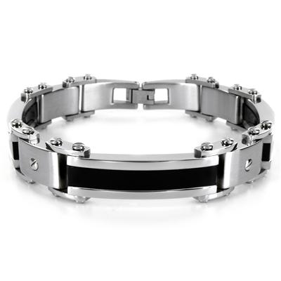Stainless Steel Black Plated Mens Bracelet (10mm) - 8.75 Inches