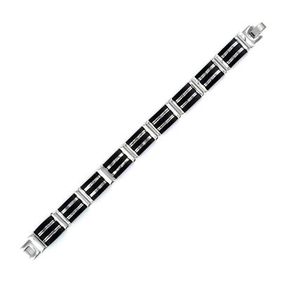 Stainless Steel Black Rubber Polished Bracelet