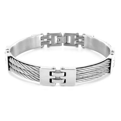 Stainless Steel Triple Cable Link Bracelet (11mm) - 8.75 Inch