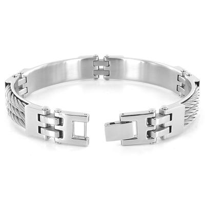 Stainless Steel Triple Cable Link Bracelet (11mm) - 8.75 Inch