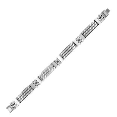 Stainless Steel Triple Cable Link Bracelet (11mm) - 8.75 Inch